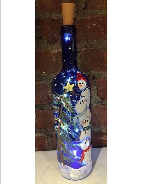 Stacking Snowmen Wine Bottle with Lights